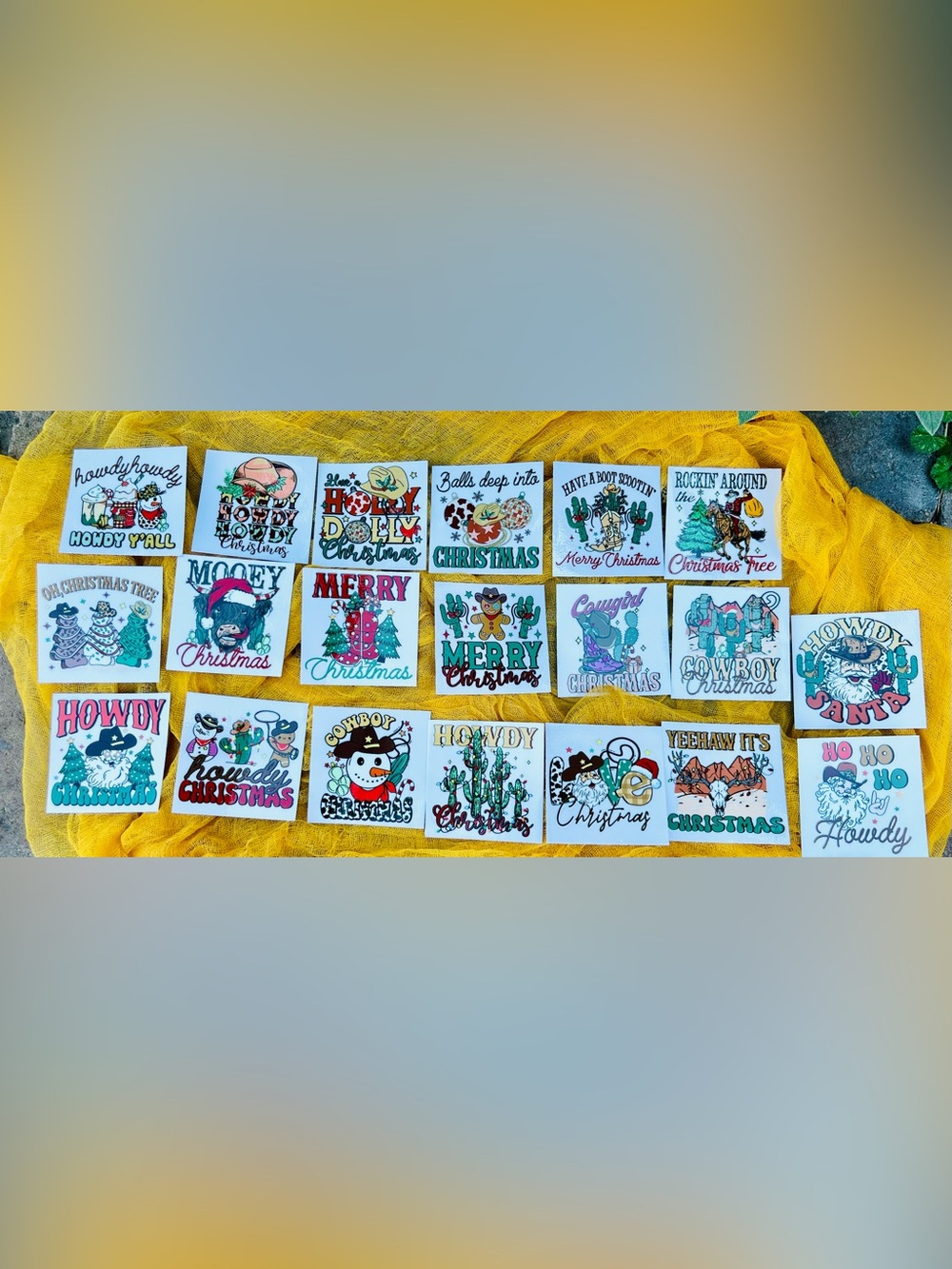 Country Christmas Farmhouse Cowboy Inspired Rub on Transfers for Crafts. NWO